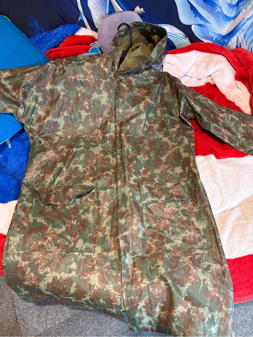 Camouflage Hooded Raincoat - Green Brown Camo